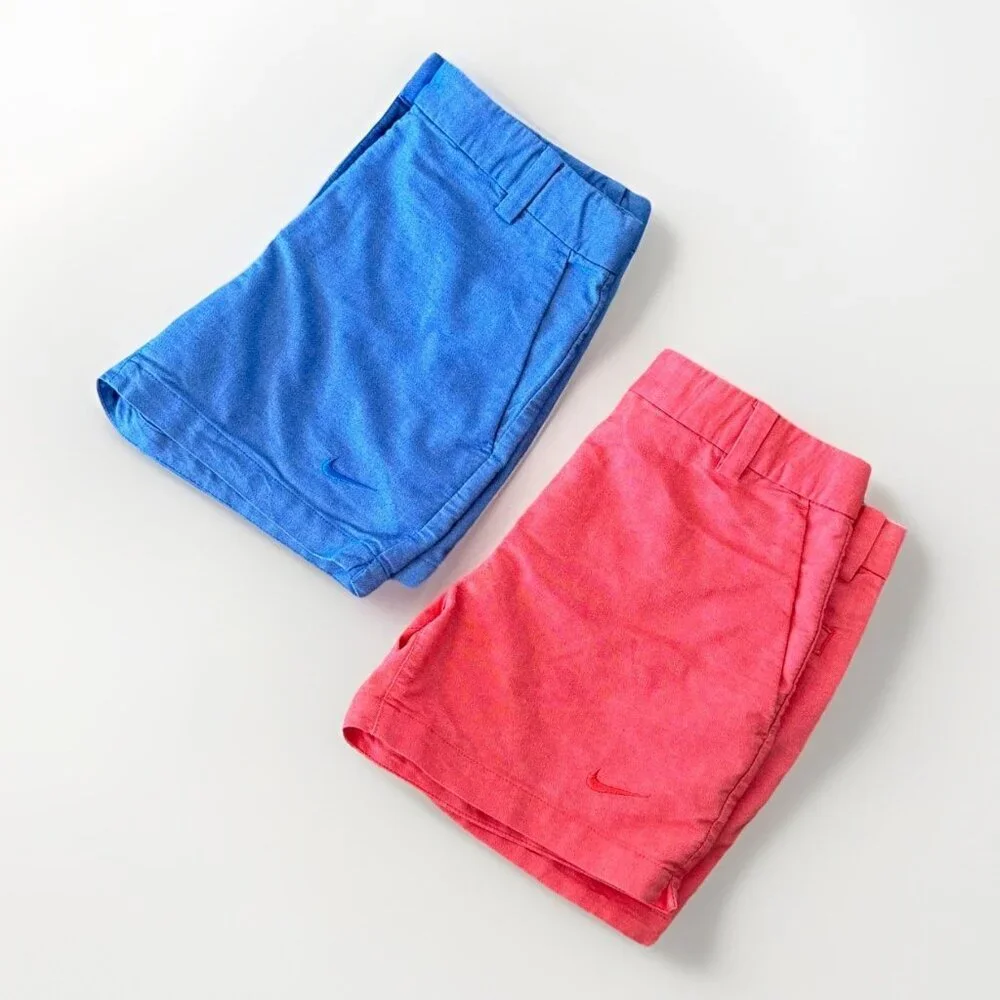 Bundle Of 2‎ Nike Golf Shorts Girl Size M Adjustable Waist Blue Orange Preppy